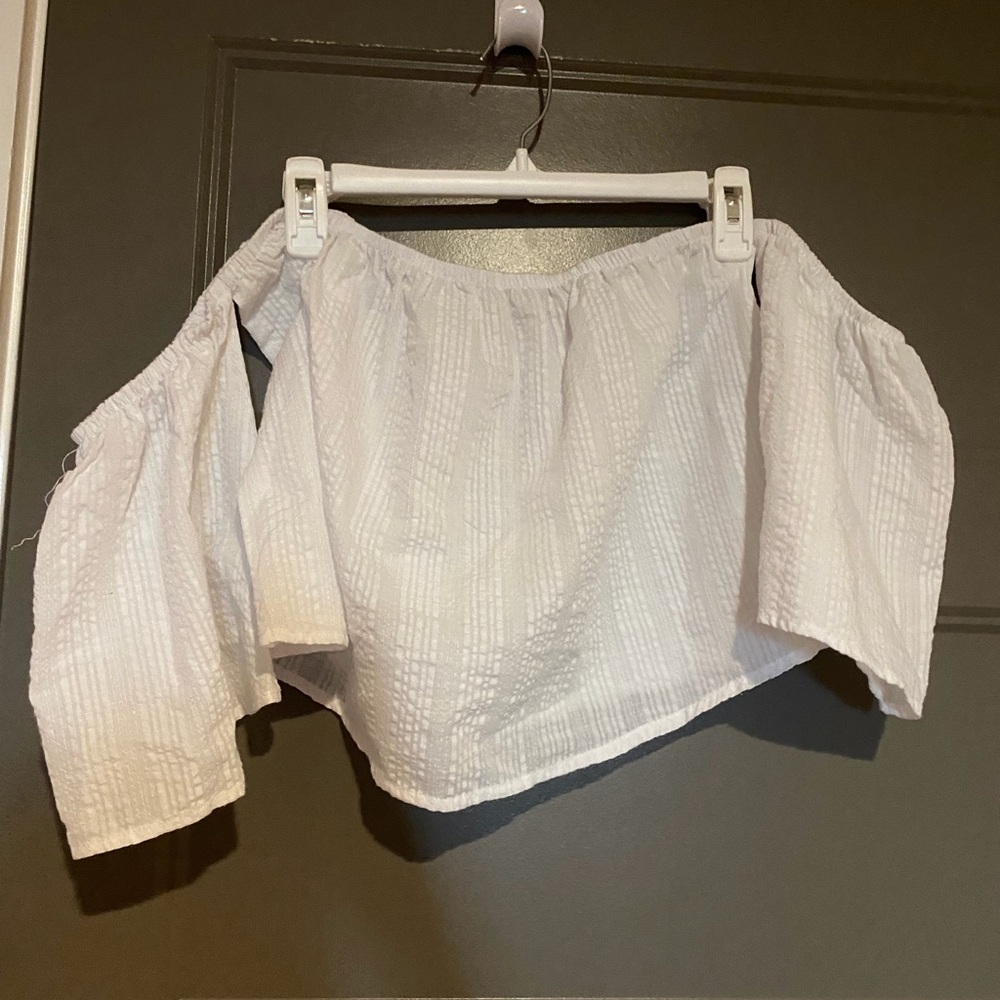 Women’s White Off-Shoulder Textured Blouse